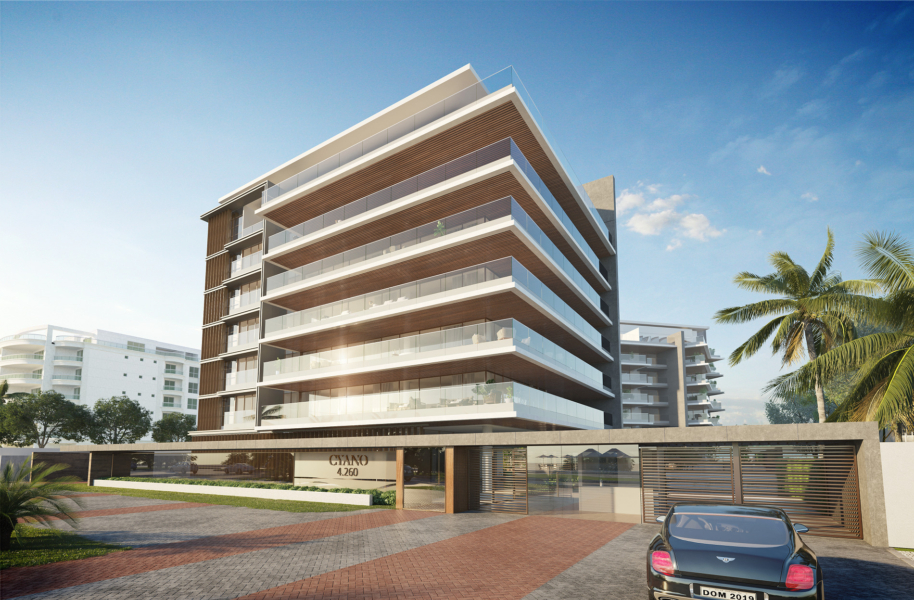 fachada lateral pórtico portaria cyano exclusive residences